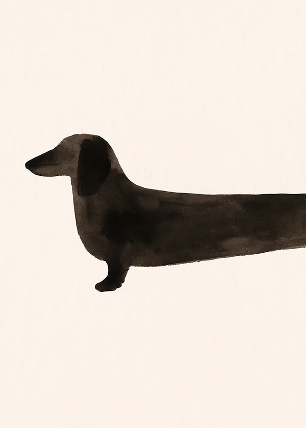 Dierenposter teckel silhouet minimal