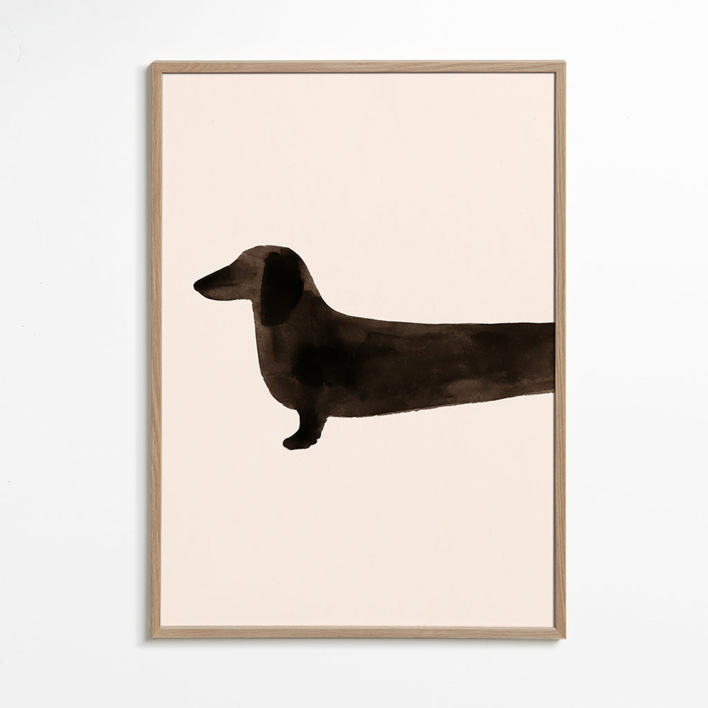 Dierenposter teckel silhouet minimal – Oak Frame