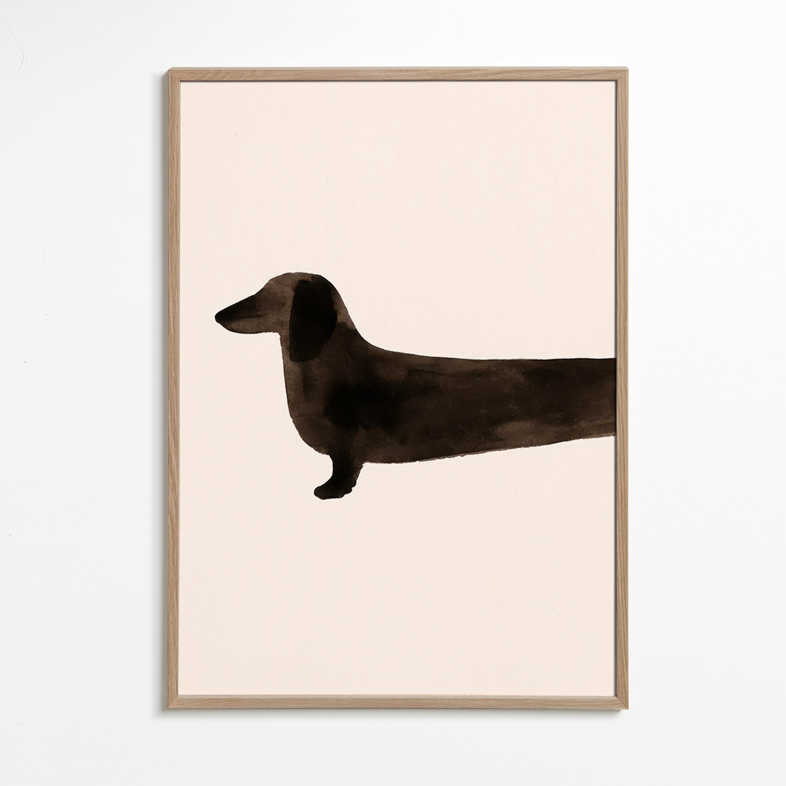 Dierenposter teckel silhouet minimal – Oak Frame