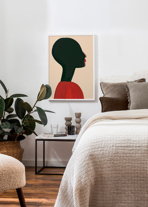 Illustratie: gestileerd profiel in rood – Product1