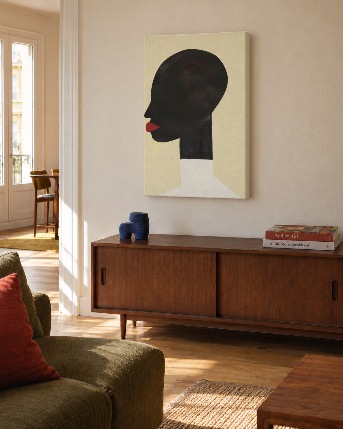 Profile in White - Unframed canvas in an interior