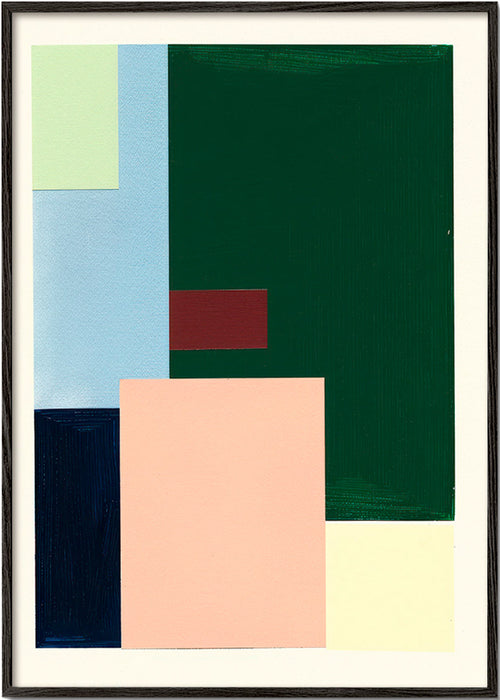 Geometrische kunst met pastelkleurige blokken – Black Frame