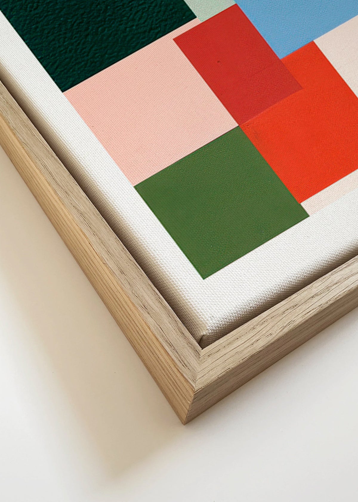 Geometrische poster met pastelkleurige blokken – Canvas detail