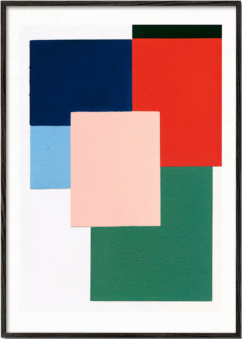 Geometrische poster met gelaagde kleurvlakken – Black Frame
