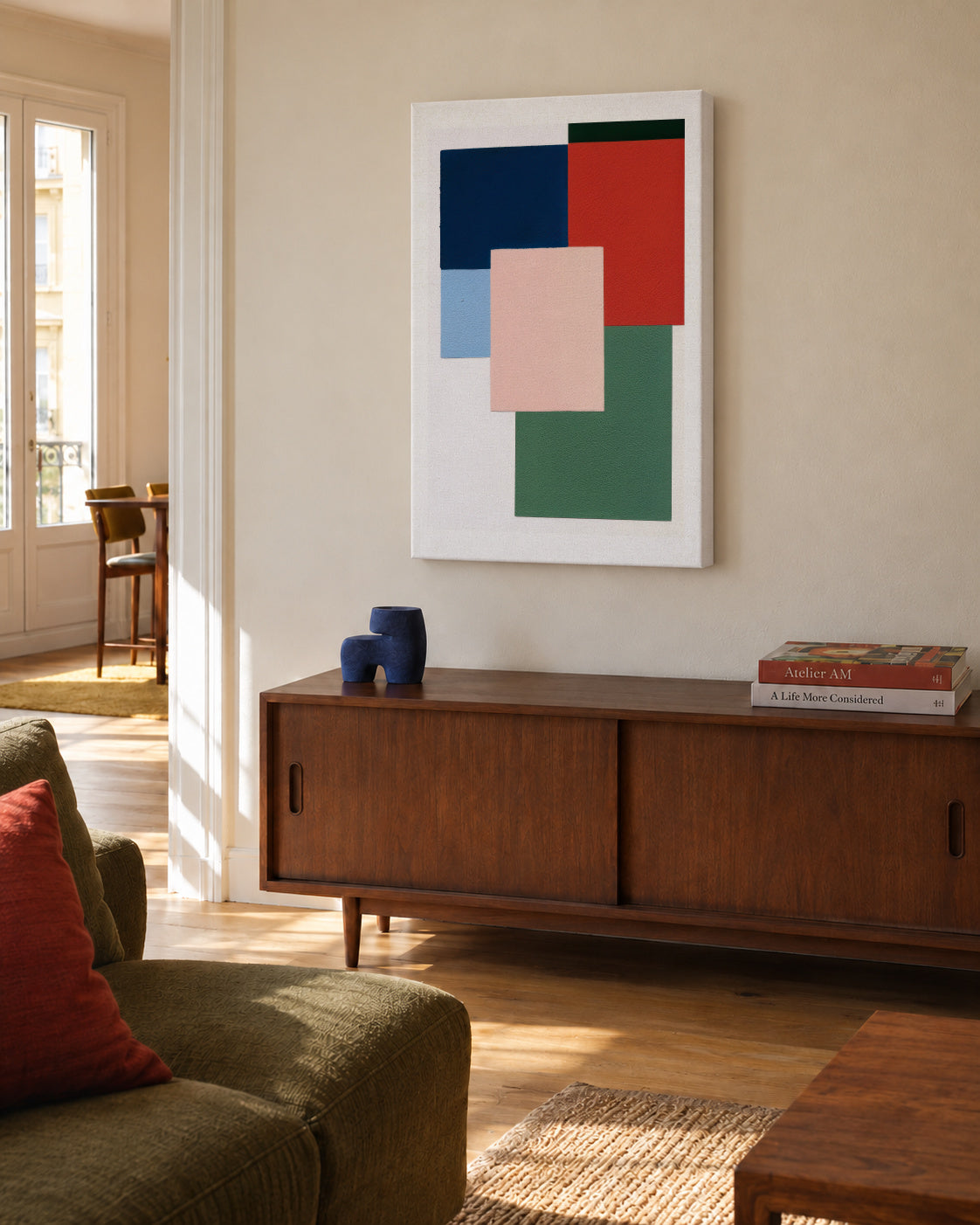 Pastel Construction IV - Unframed canvas in an interior