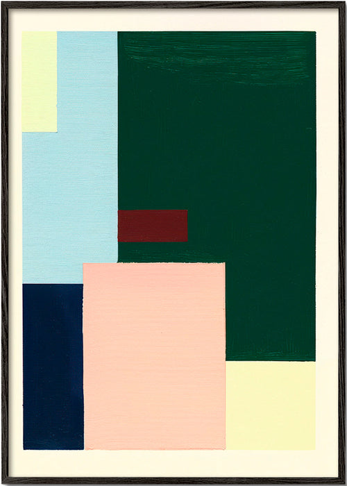 Geometrisch poster met diep groen vlak – Black Frame