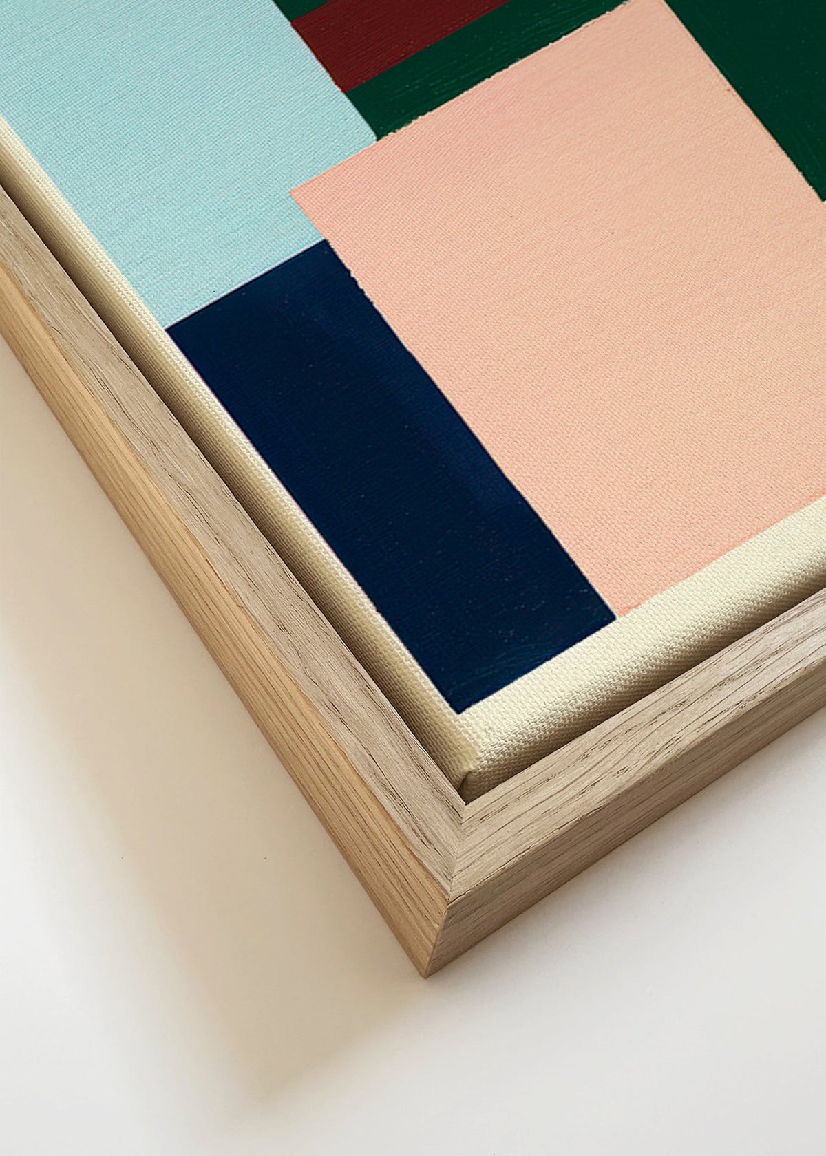Geometrisch poster met diep groen vlak – Canvas detail