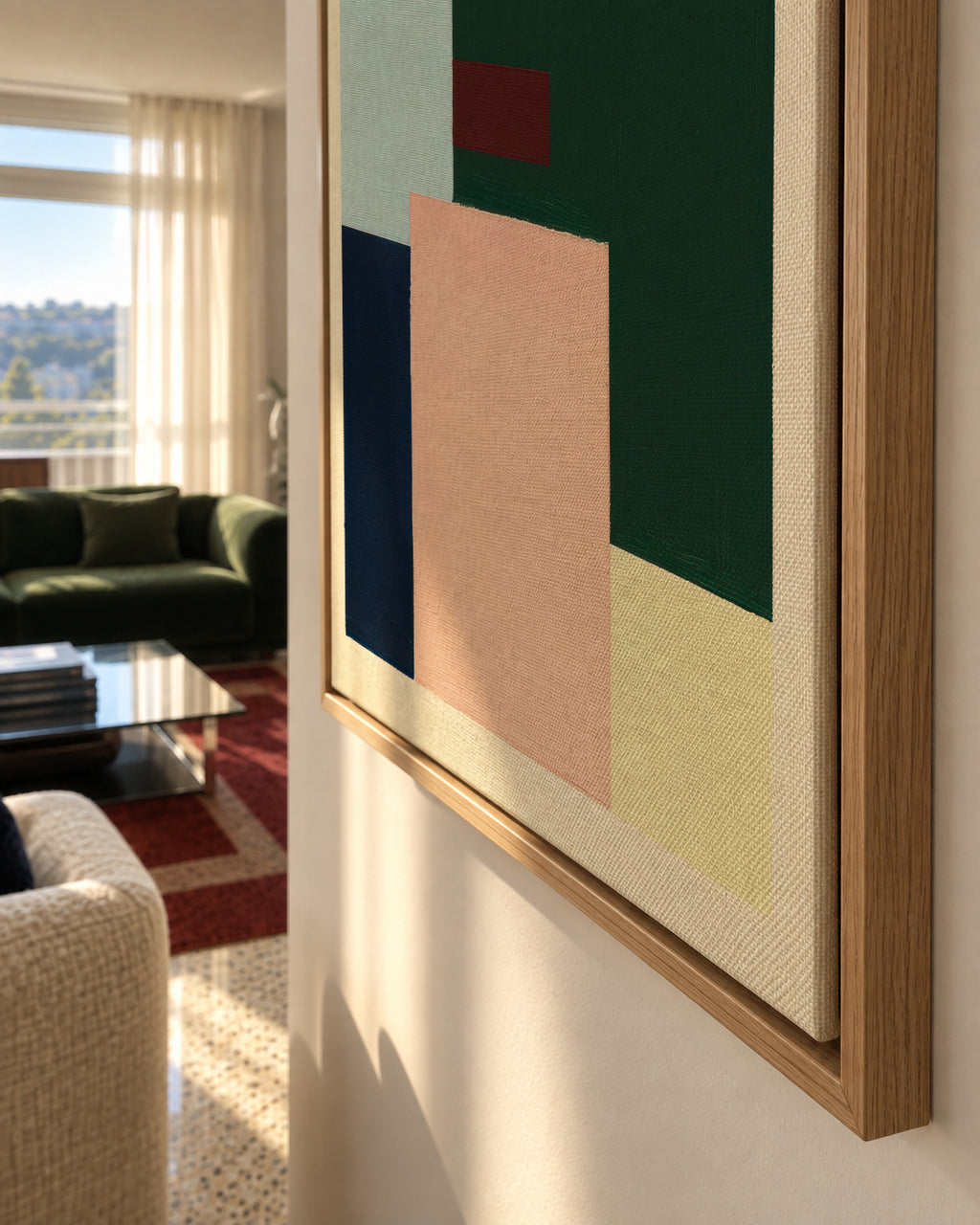 Pastel Construction VI - Framed canvas detail