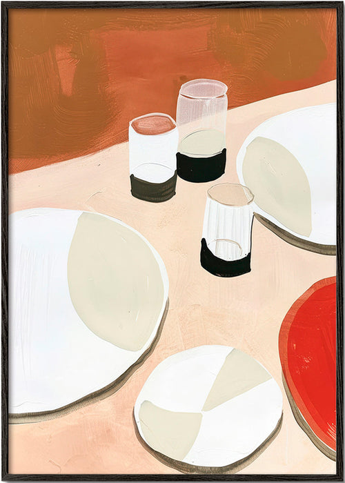 Keuken kunst minimal met borden en glazen – Black Frame