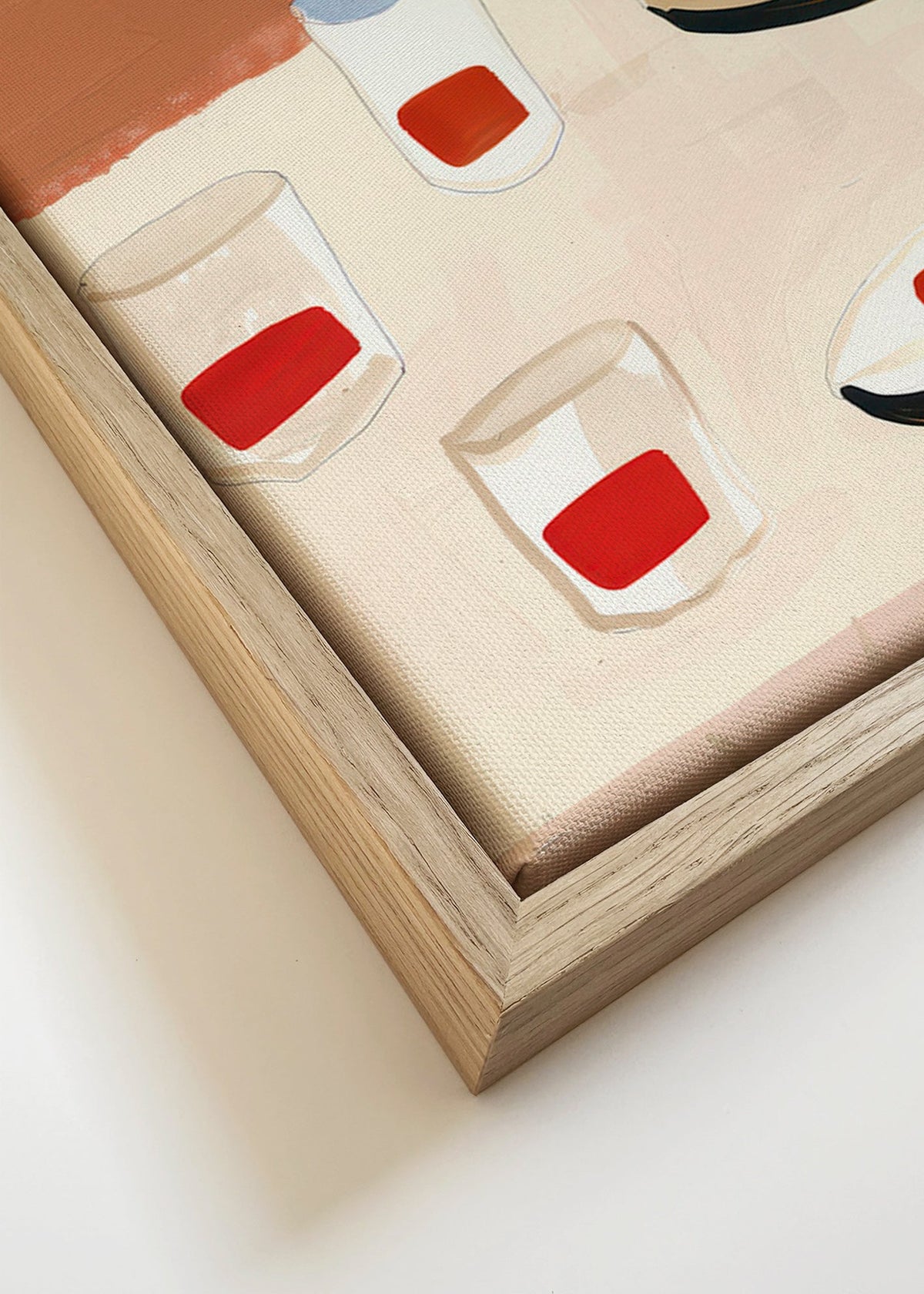 Keuken kunst met glazen en borden – Canvas detail