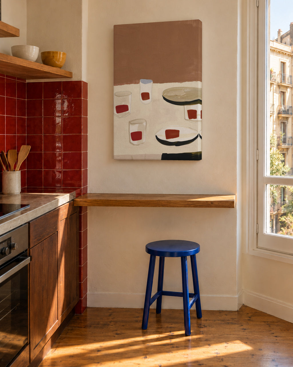 Dinner Arrangement II - Unframed canvas in an interior