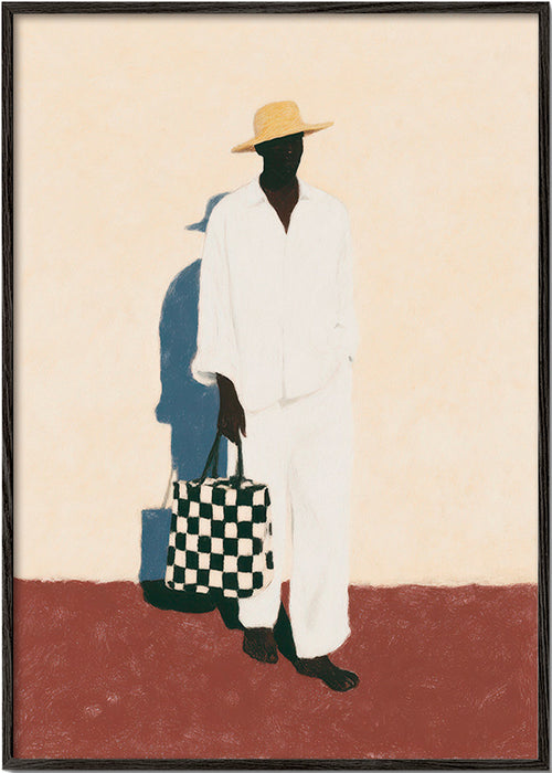 Minimalistisch design met figuur in wit pak – Black Frame