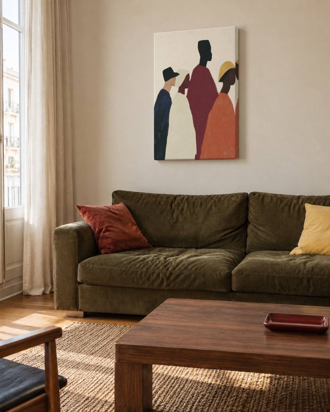 Crowded Colors II - Unframed canvas in an interior