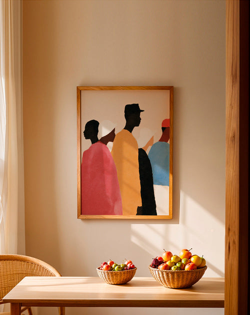 Abstract kunstwerk rij van gestileerde figuren – Product1