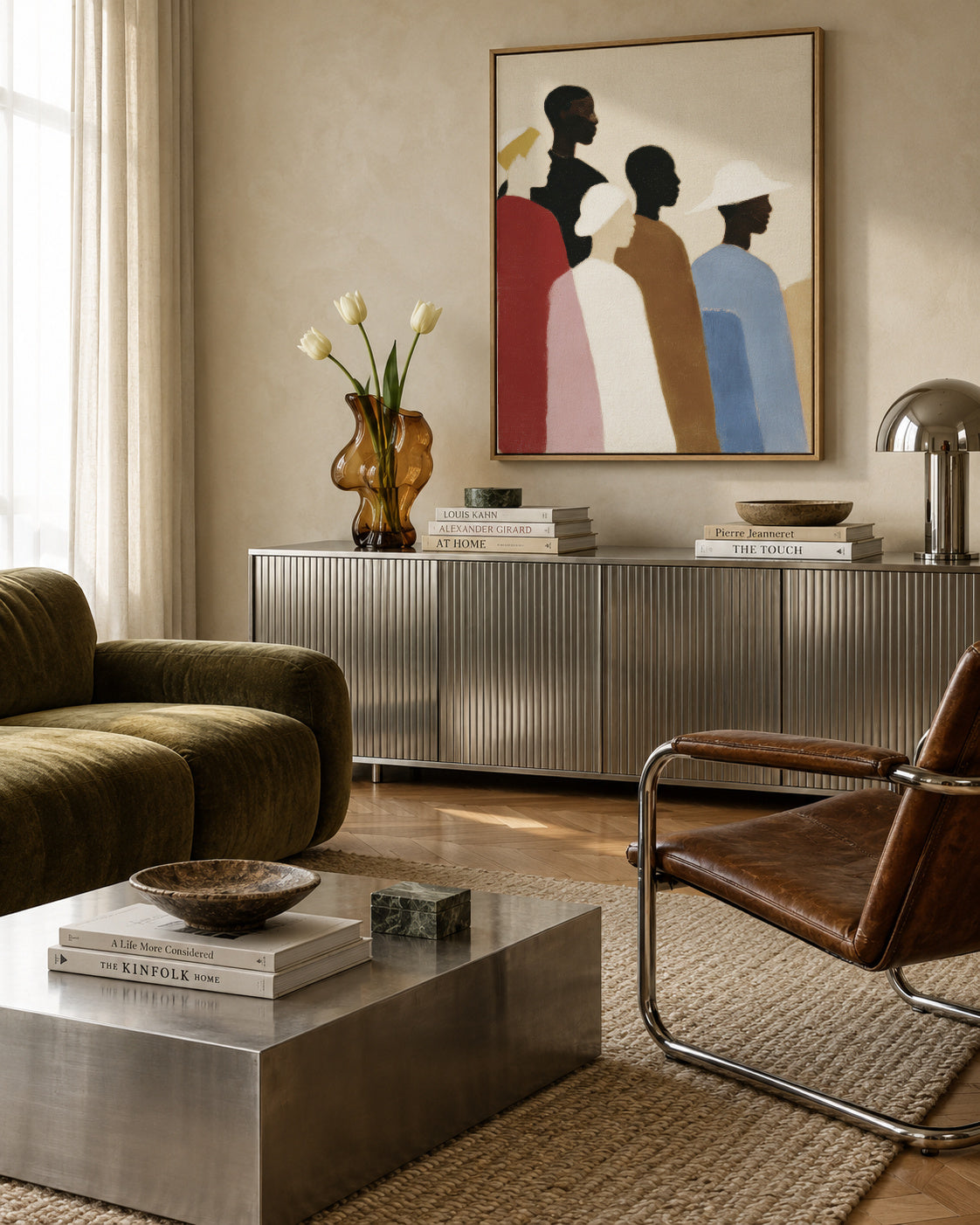 Crowded Colors V - Framed canvas in an interior