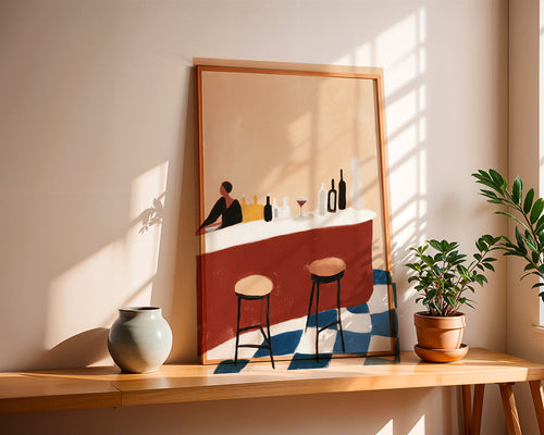 Keuken kunst: bar met glazen – Product1