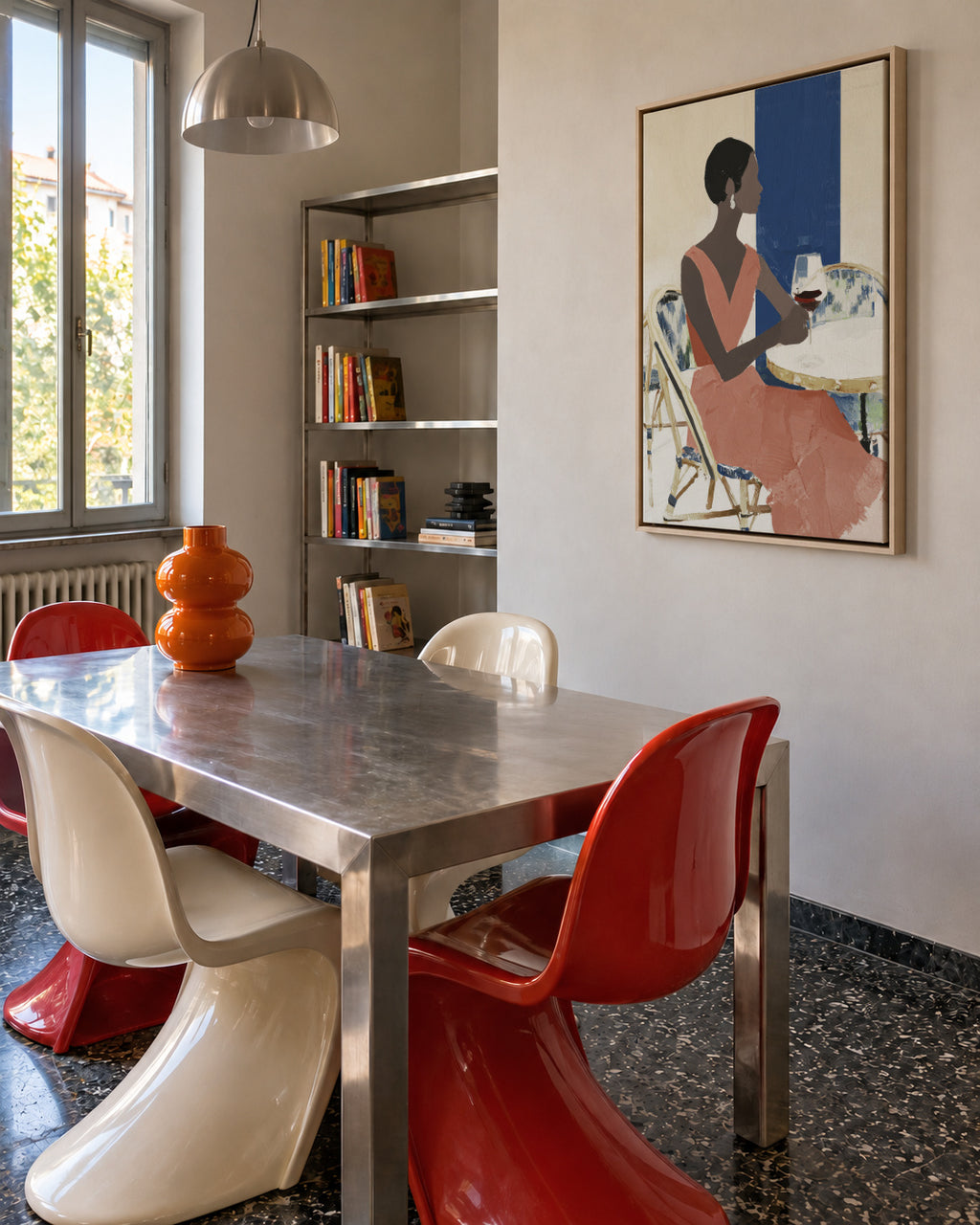 Terrace Rose - Framed canvas in an interior