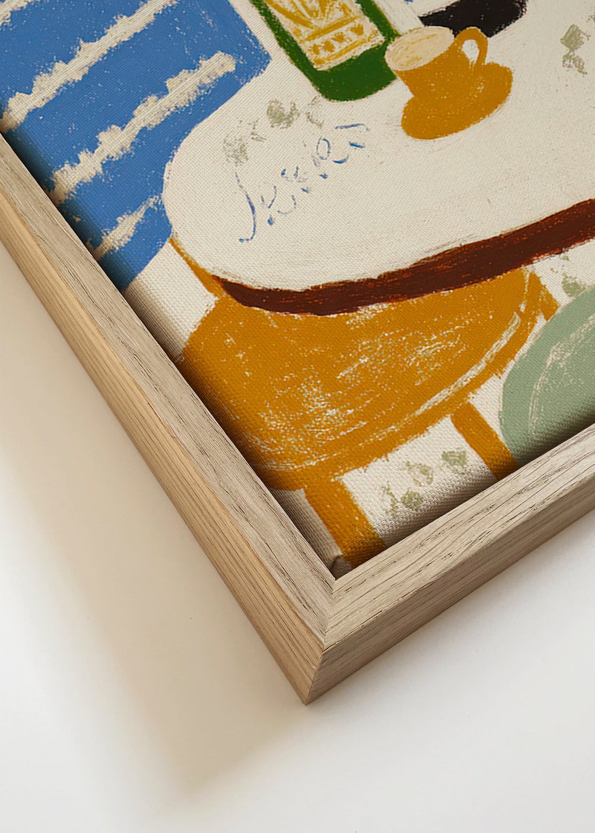 Keuken kunst met flessen en koffiekop – Canvas detail