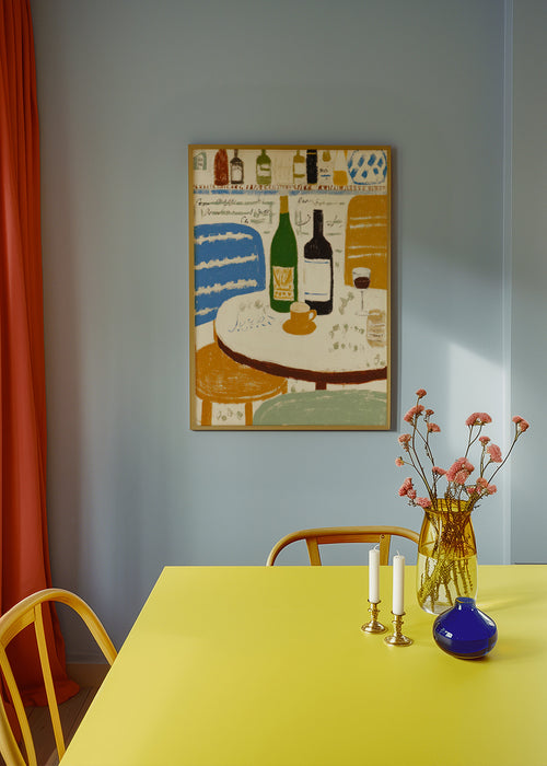 Keuken kunst met flessen en koffiekop – Product1