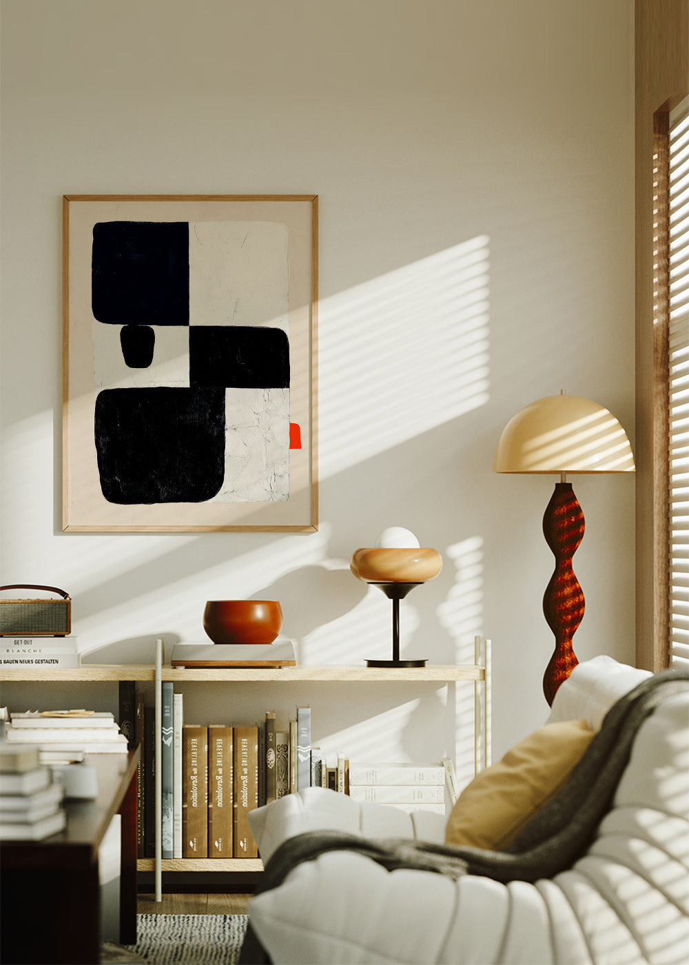 Geometrische poster met zwarte vlakken en rood accent – Product2