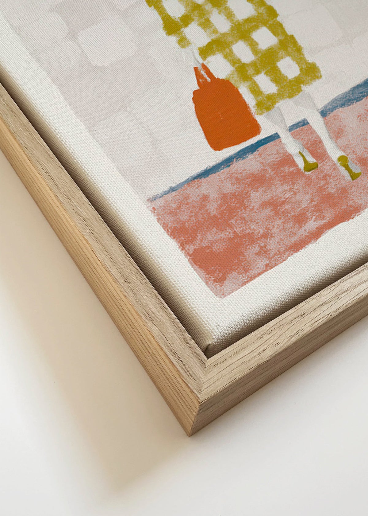 Illustratie van vrouw van achteren met ruitjas – Canvas detail