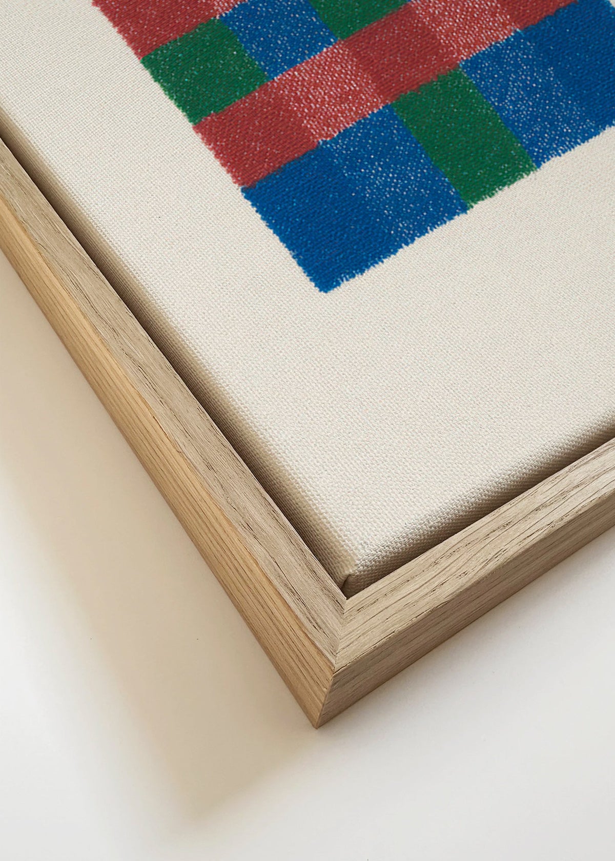 Geometrische print met gekleurd ruitenpatroon – Canvas detail
