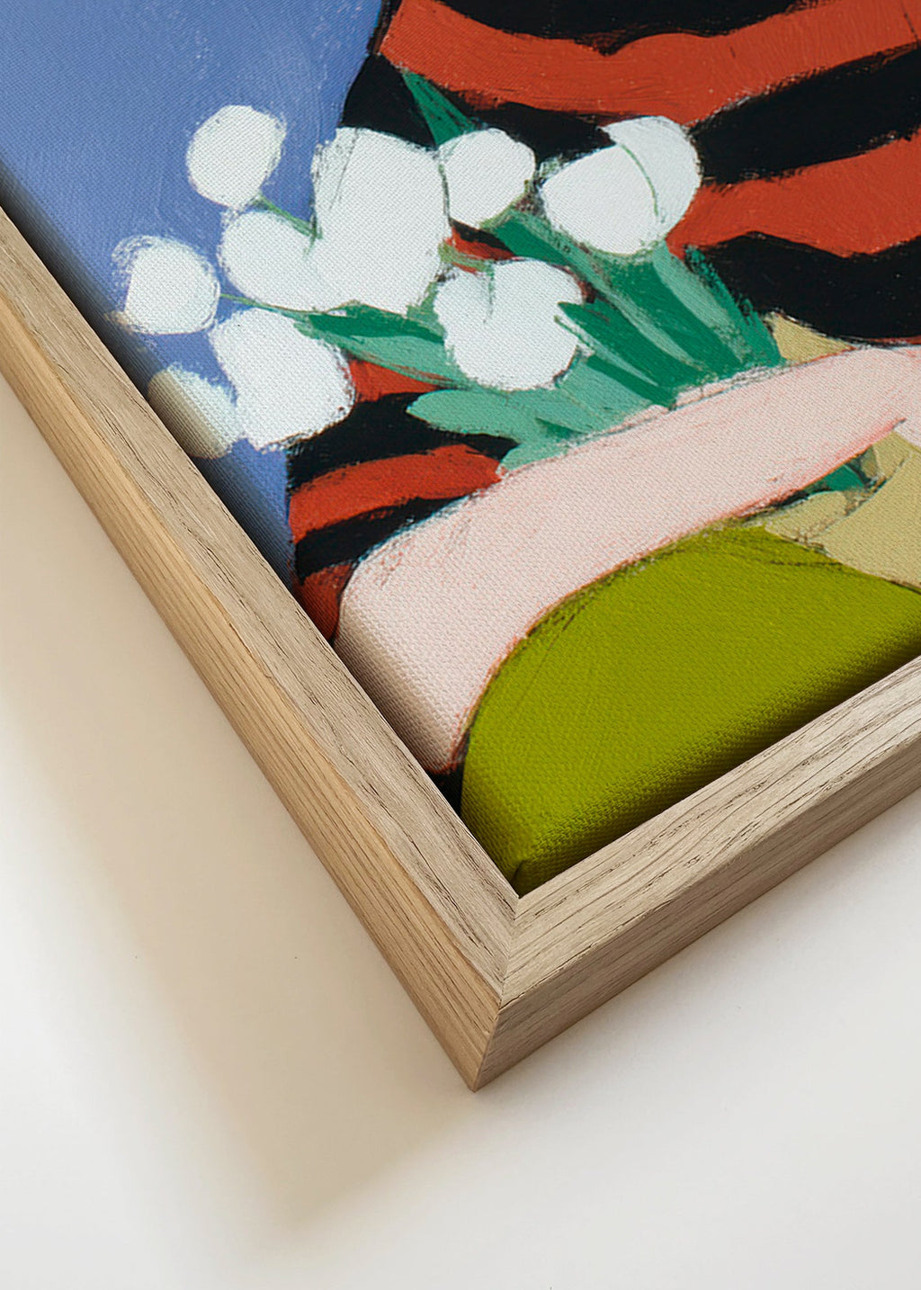 Illustratie vrouw met witte tulpen – Canvas detail
