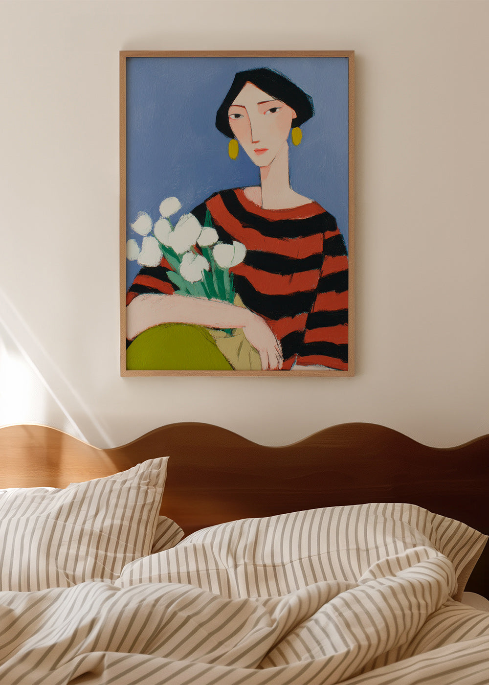 Illustratie vrouw met witte tulpen – Product2