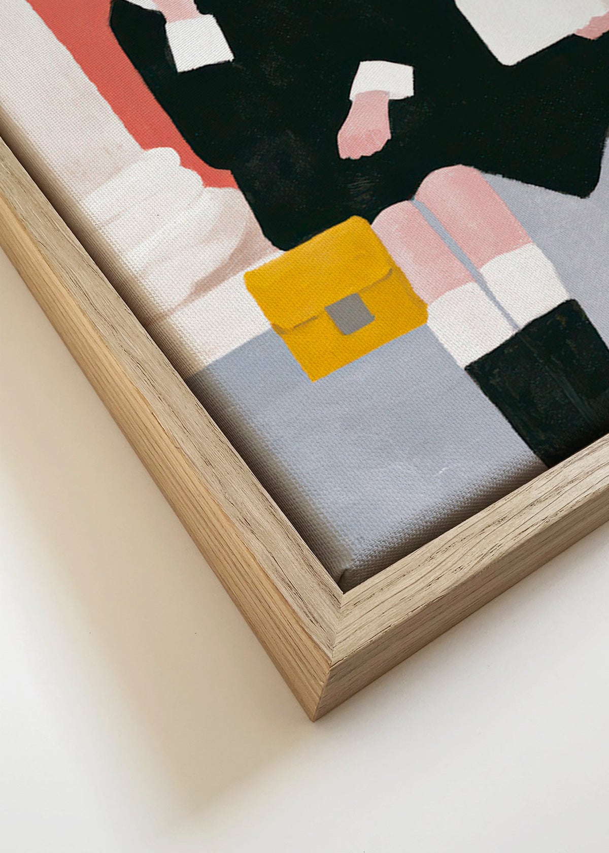 Illustratie van twee zittende figuren in retrostijl – Canvas detail