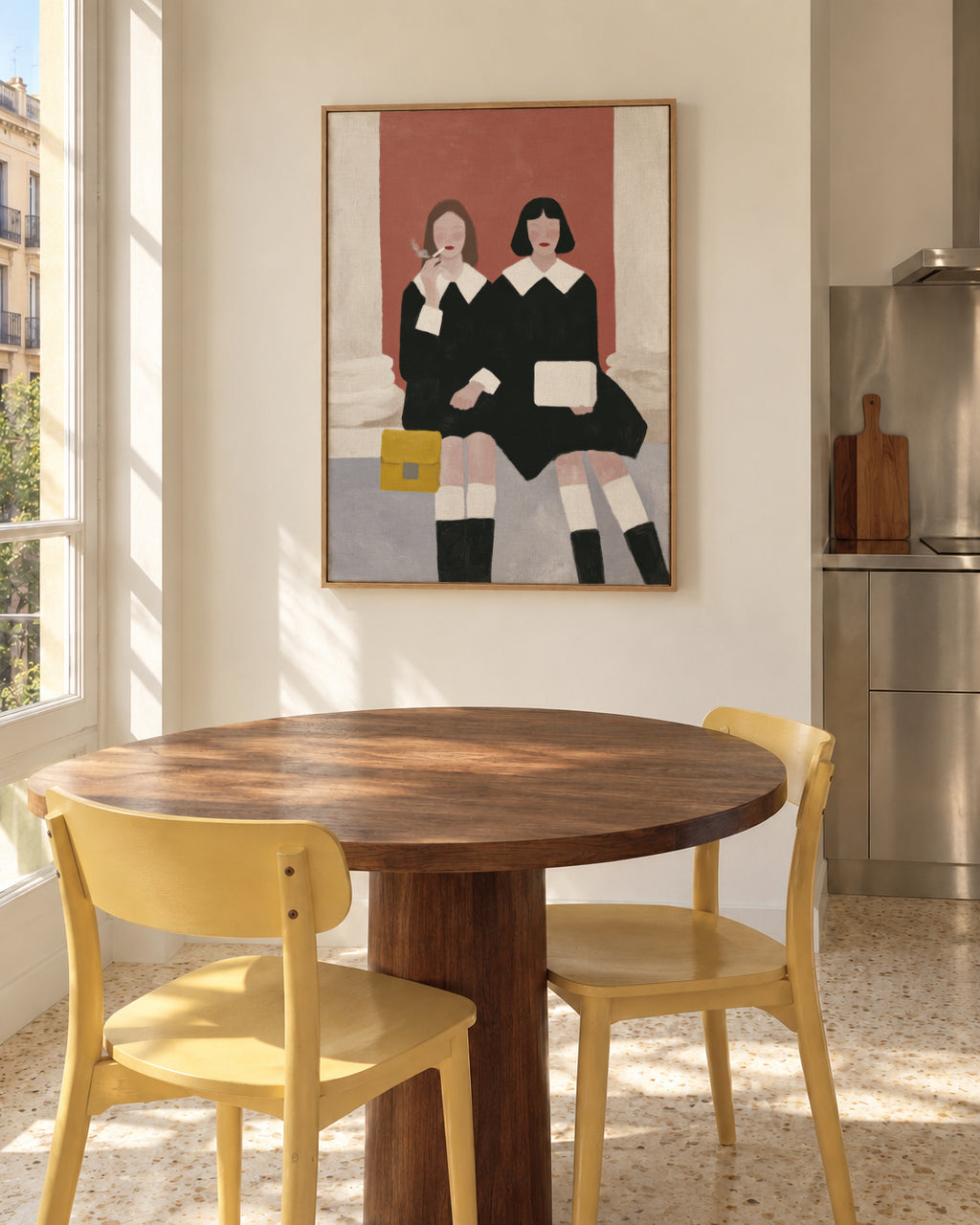 Bench Conversations - Framed canvas in an interior
