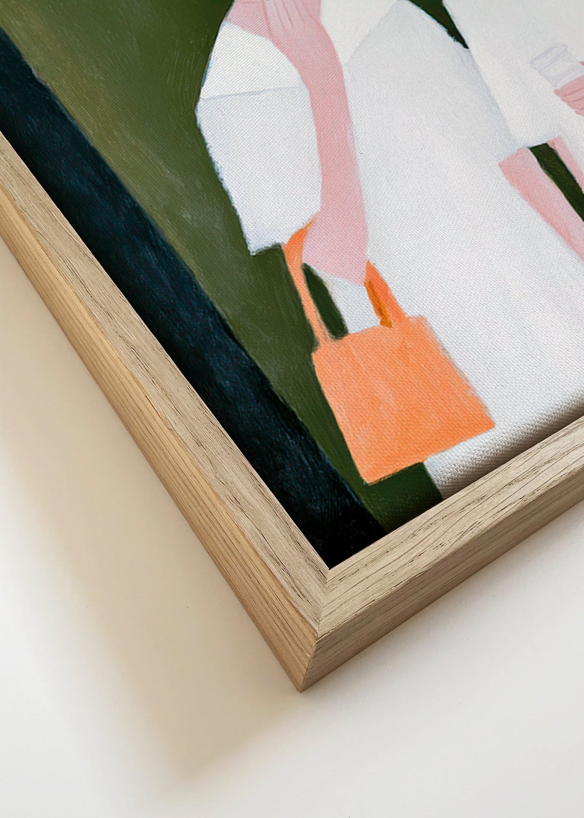 Illustratie van twee figuren rokend in zachte tonen – Canvas detail