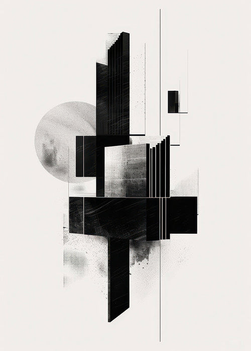 Geometrische poster met architecturale zwart-wit vormen