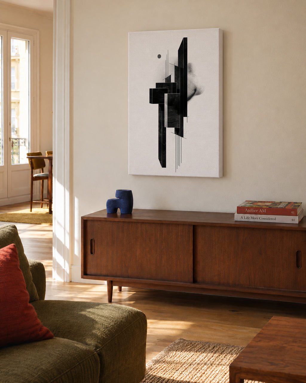 Monolith Structure III - Unframed canvas in an interior
