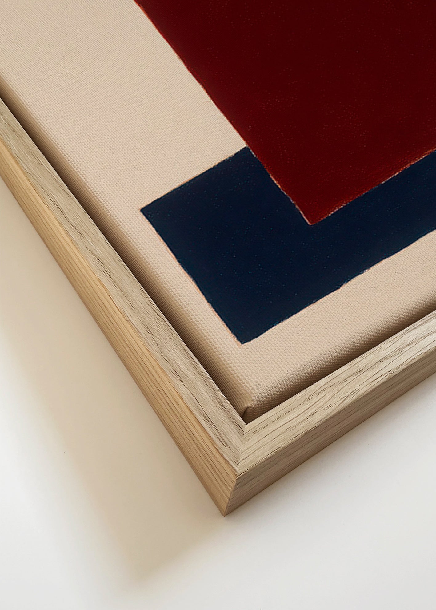 Geometrisch schilderij met overlappende rechthoeken – Canvas detail
