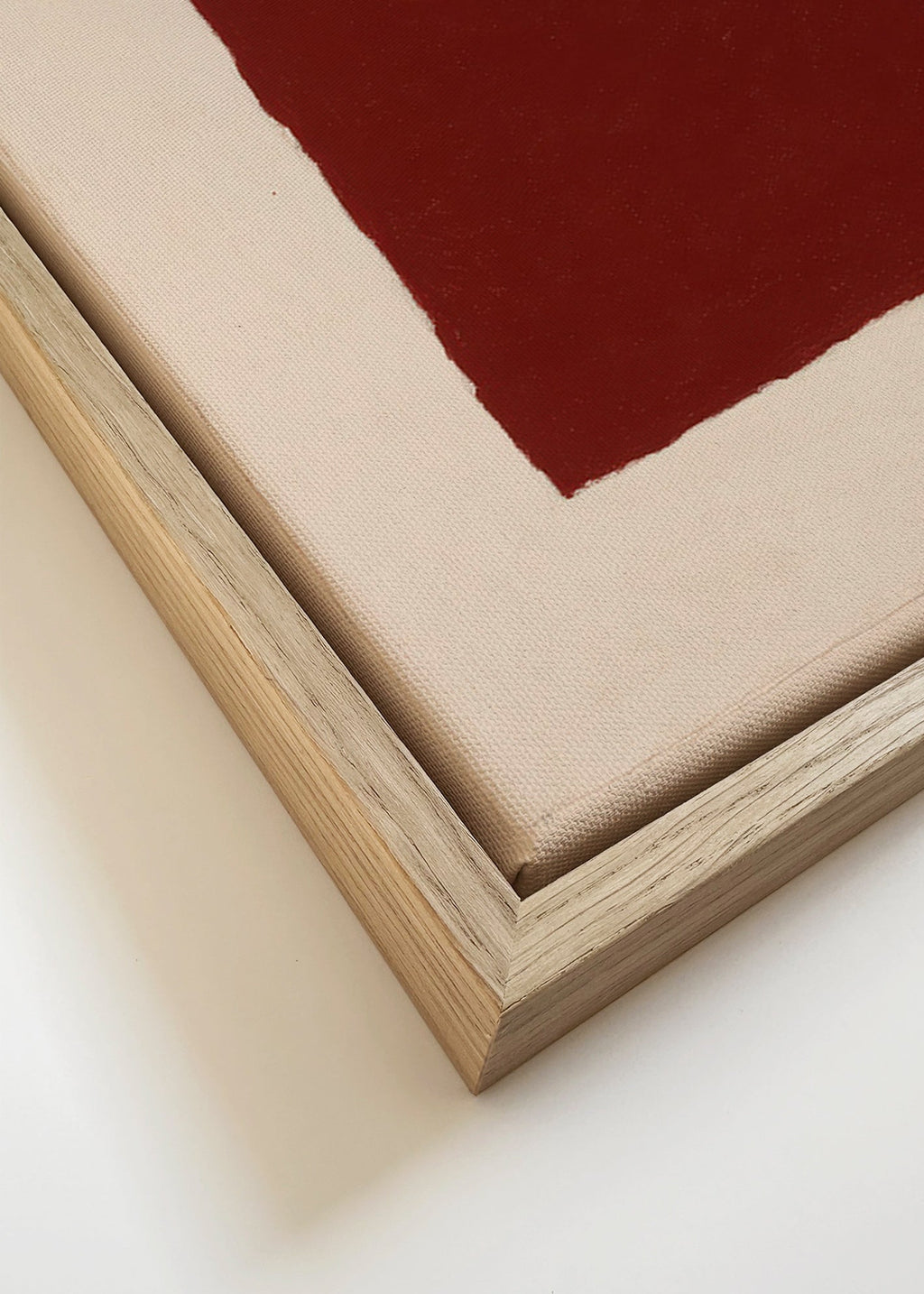 Abstract kunstwerk met bordeaux rechthoek – Canvas detail