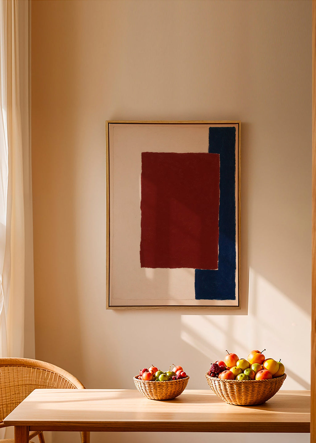 Abstract kunstwerk met bordeaux rechthoek – Canvas1