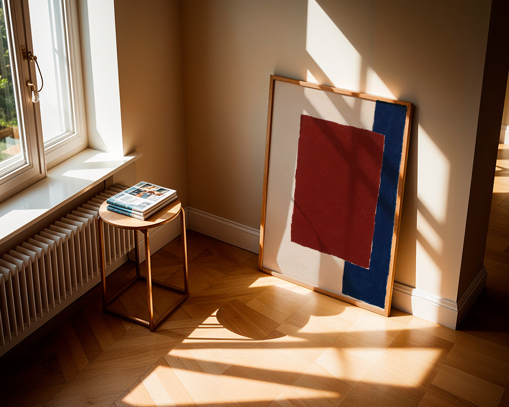 Abstract kunstwerk met bordeaux rechthoek – Product1