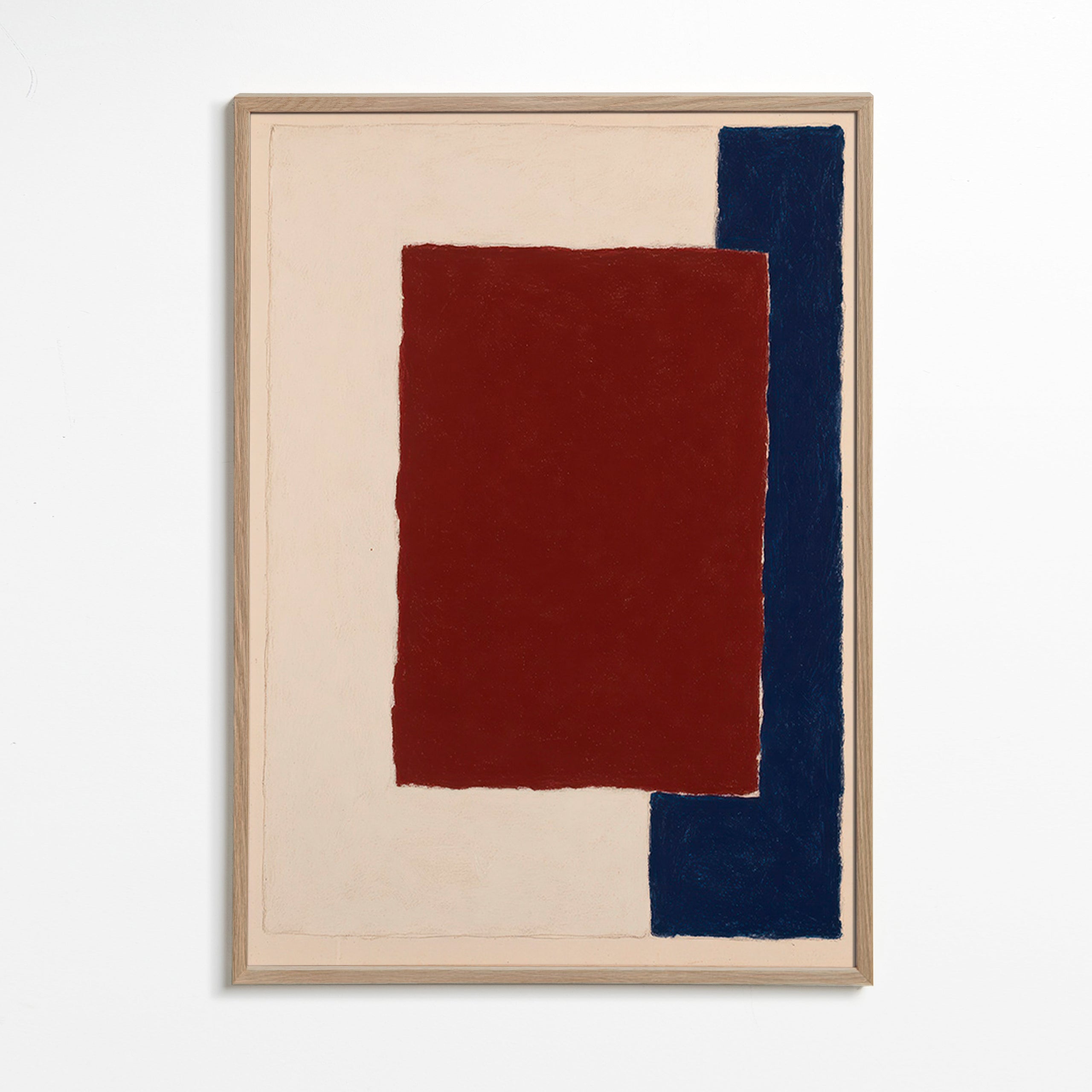Abstract kunstwerk met bordeaux rechthoek – Oak Frame