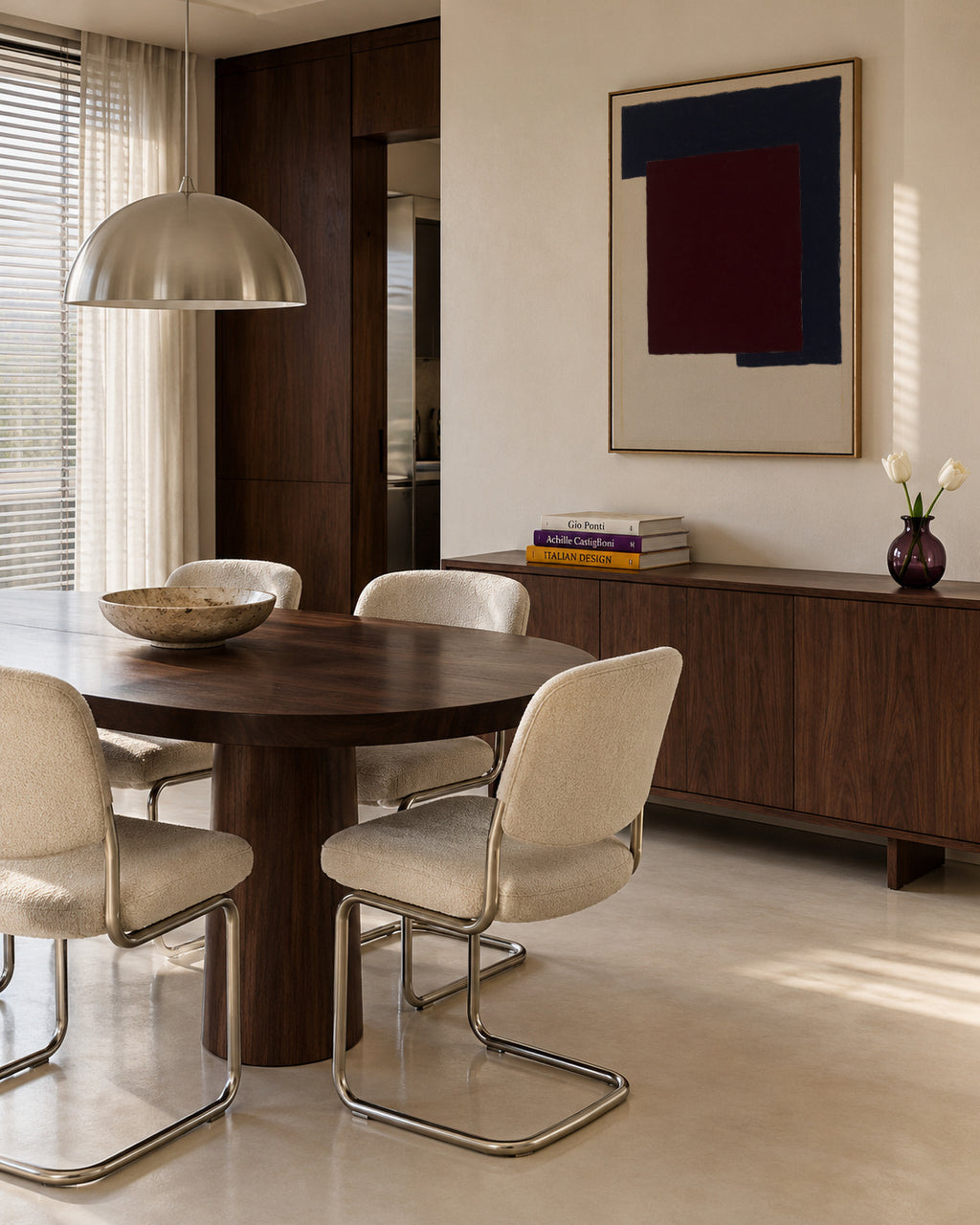 Burgundy Corner IV - Framed canvas in an interior