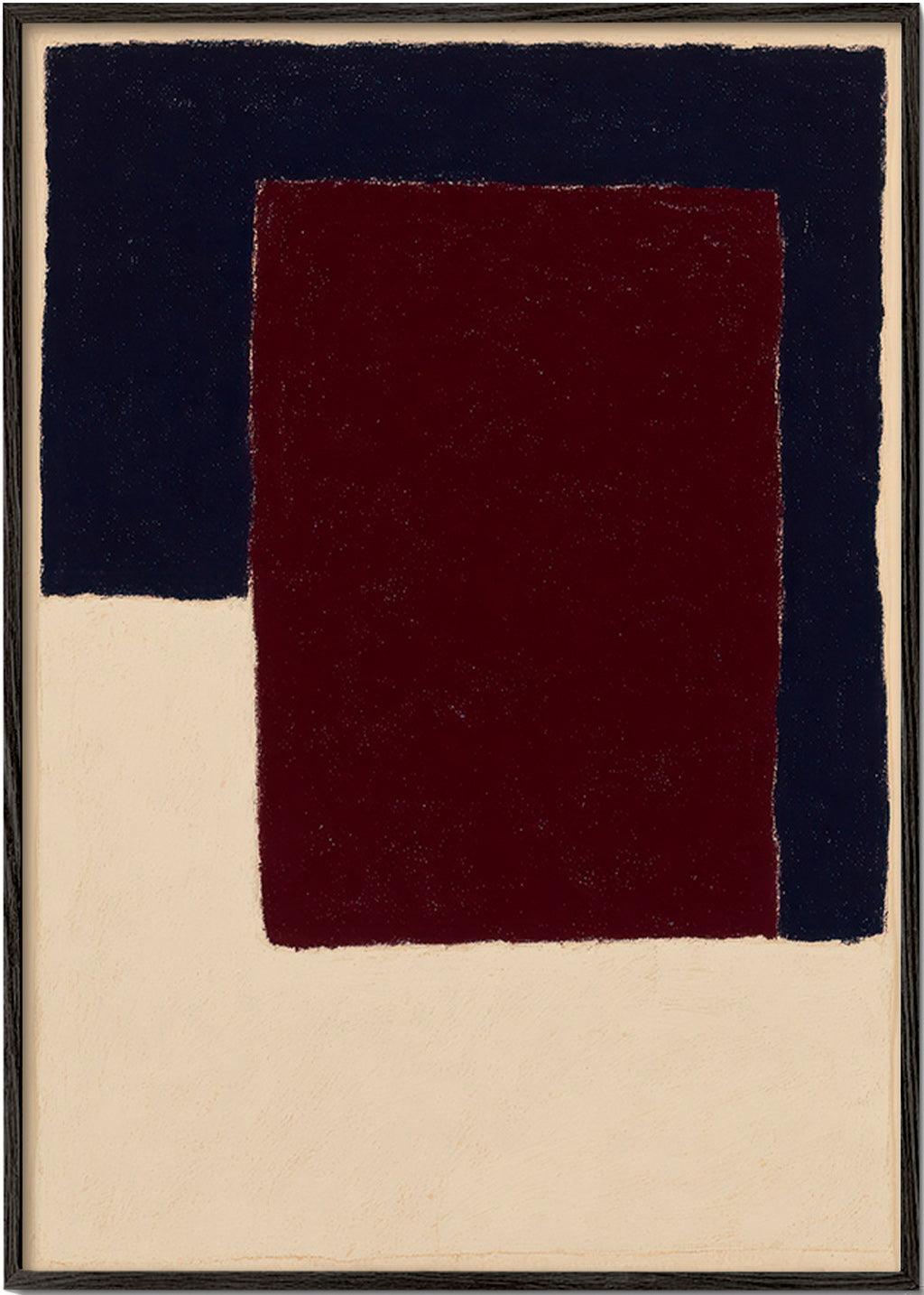 Abstract kunstwerk met bordeaux rechthoek – Black Frame