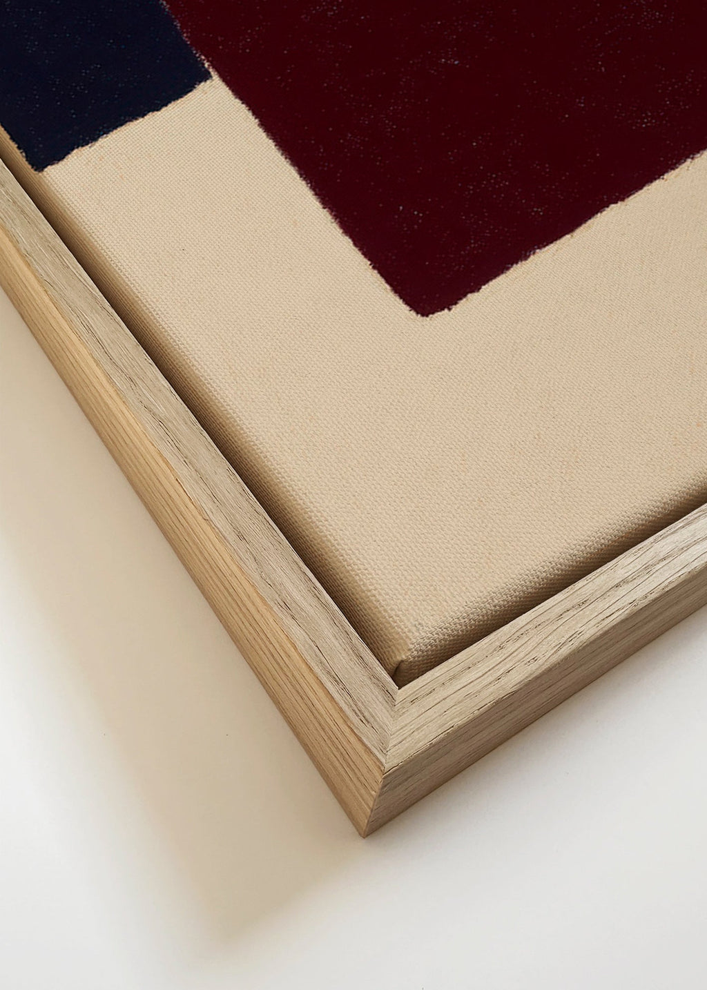 Abstract kunstwerk met bordeaux rechthoek – Canvas detail