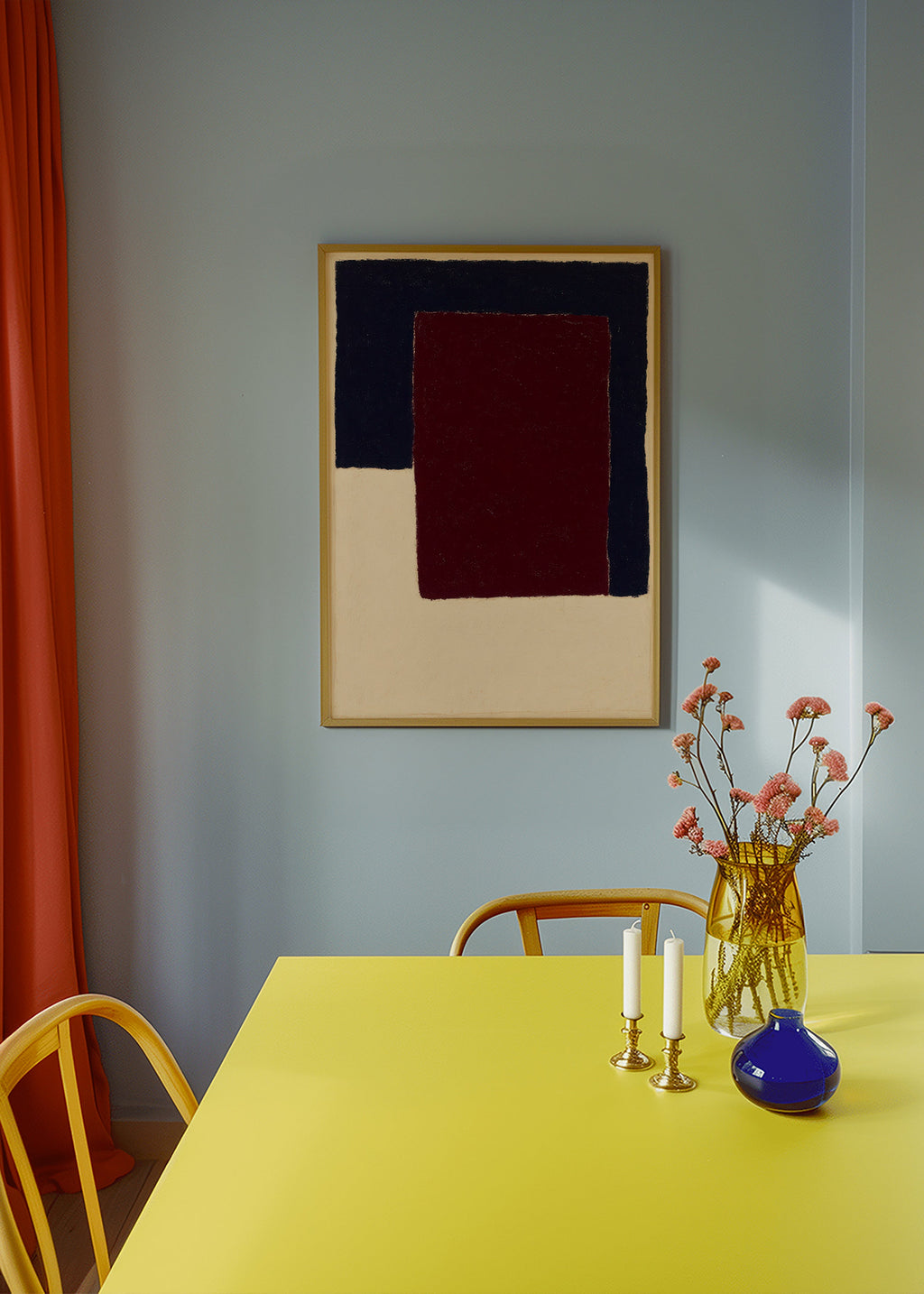 Abstract kunstwerk met bordeaux rechthoek – Product3