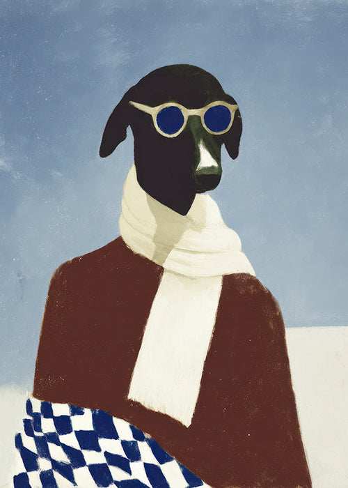 Poster hond met winter sjaal