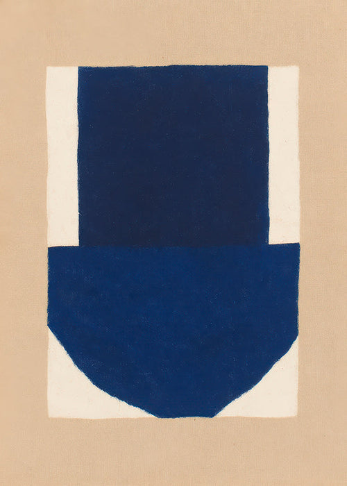 Geometrisch schilderij met navy blok