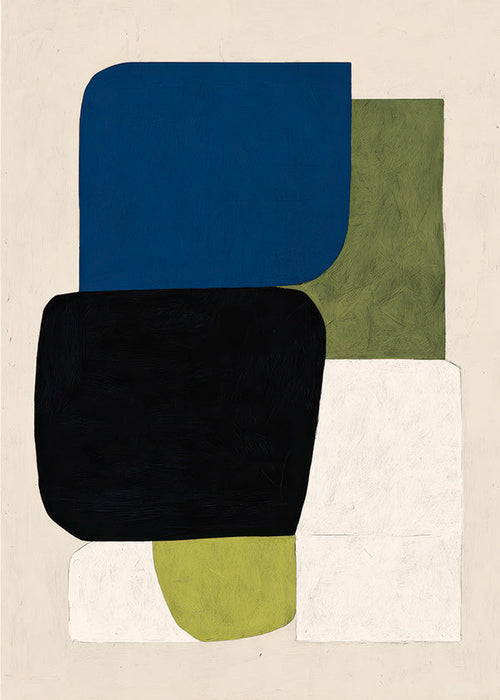 Abstract kunstwerk met gestapelde kleurvlakken