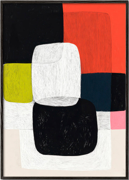 Geometrisch kunstwerk met kleurblokken – Black Frame