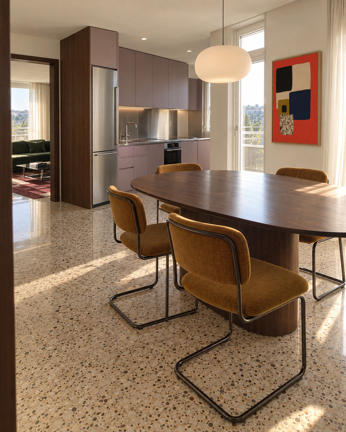Modernist Mosaic - Framed canvas in an interior
