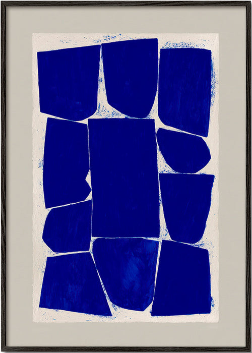 Abstract kunstwerk met blauwe blokken – Black Frame