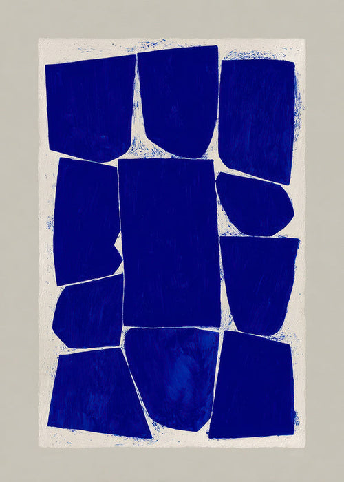 Abstract kunstwerk met blauwe blokken