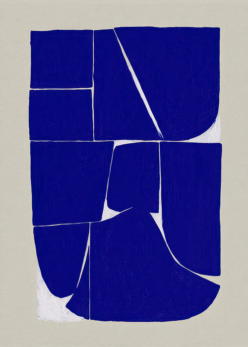 Geometrische poster met indigo blokvormen